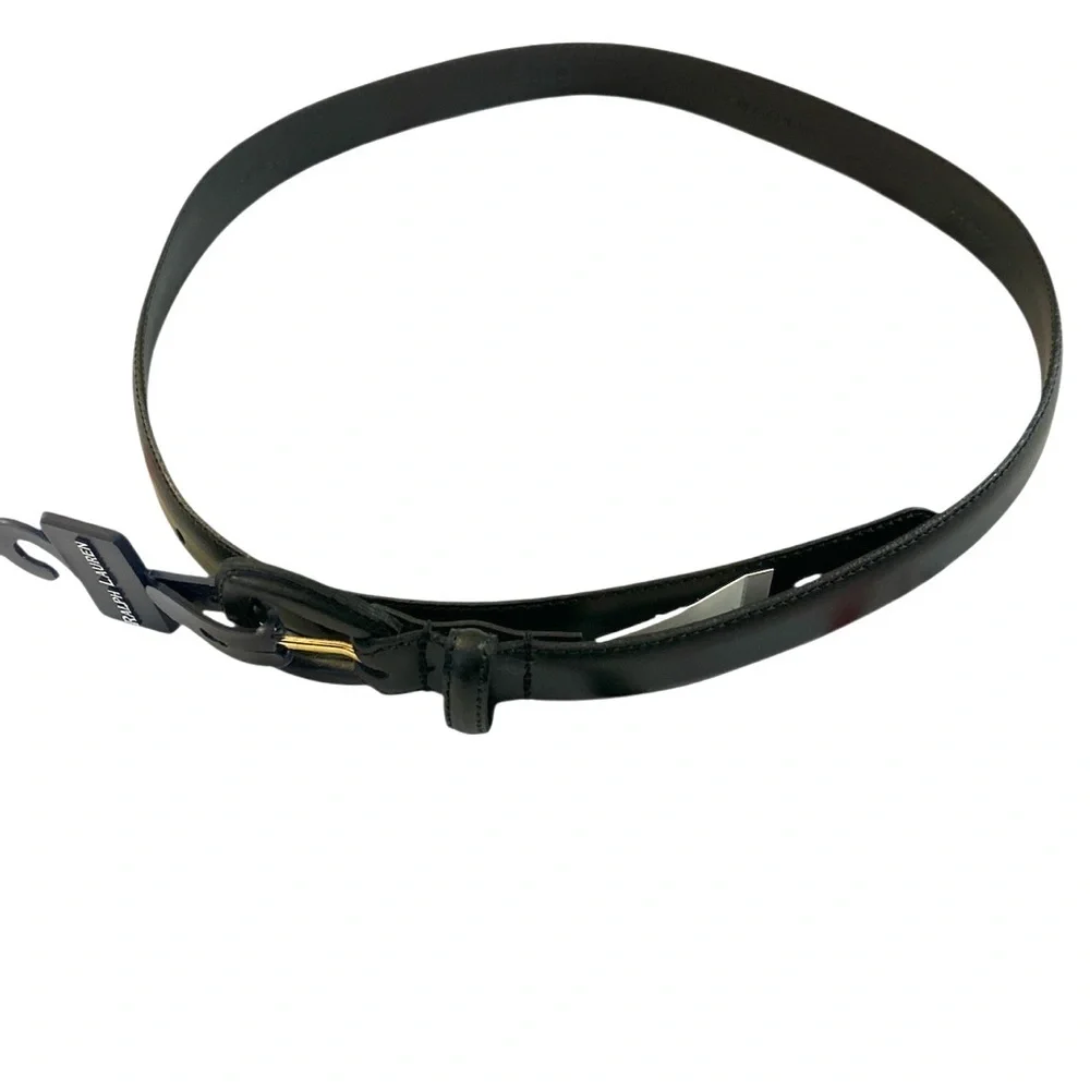 Ralph Lauren Women’s Black Leather New Size L Leather Buckle Belt